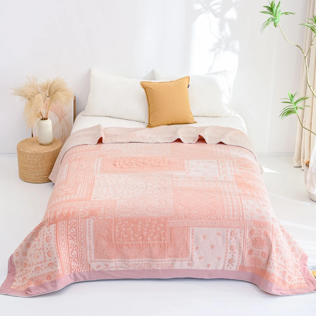 巴黎风情-橘粉色汉麻四季毯230*250cm