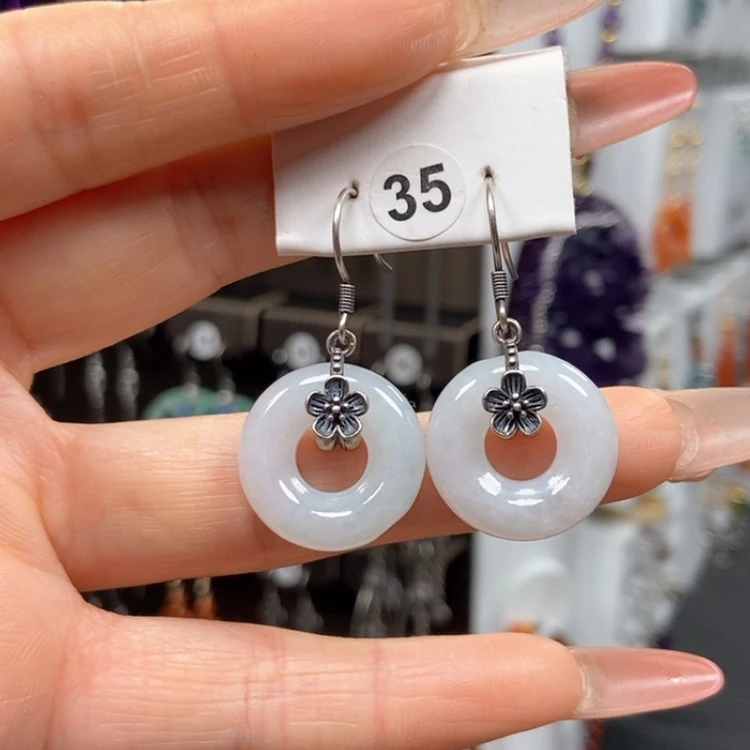 【闪购商品】翡翠耳饰银S925镶嵌莺*耳饰