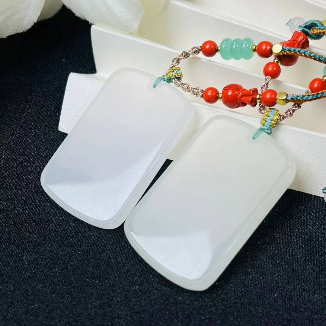 【缺货】和田玉白玉无事牌吊坠 多样性发一 49*30*7 MYF0237