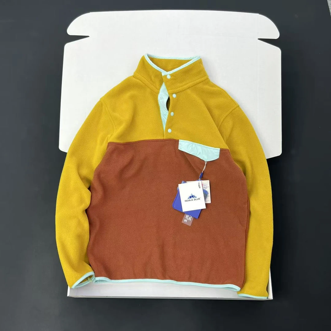 北极熊正品 品质超好 男女撞色秋冬套头立领双面绒长袖拼接卫衣