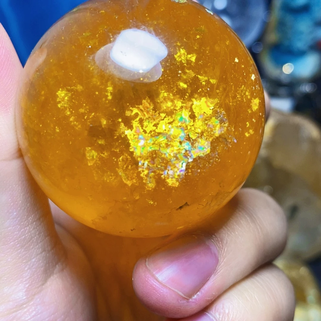 萤石未镶嵌天然彩虹金云母萤石球