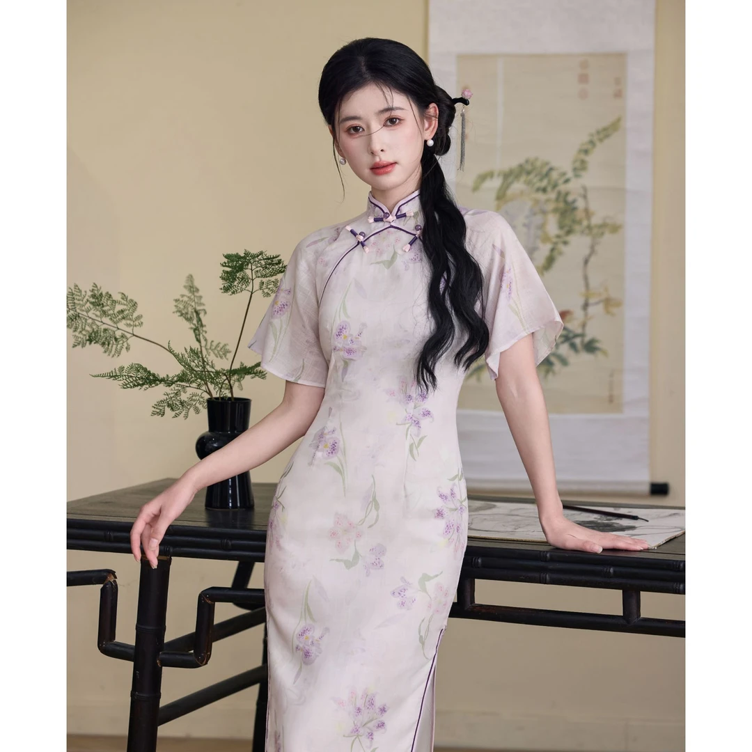 【紫霞仙子】紫色旗袍2025新款改良年轻款新中式夏季淑女气质5716