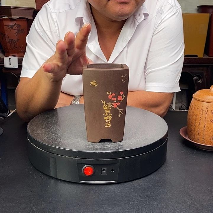 紫砂花盆货号一只扁梅