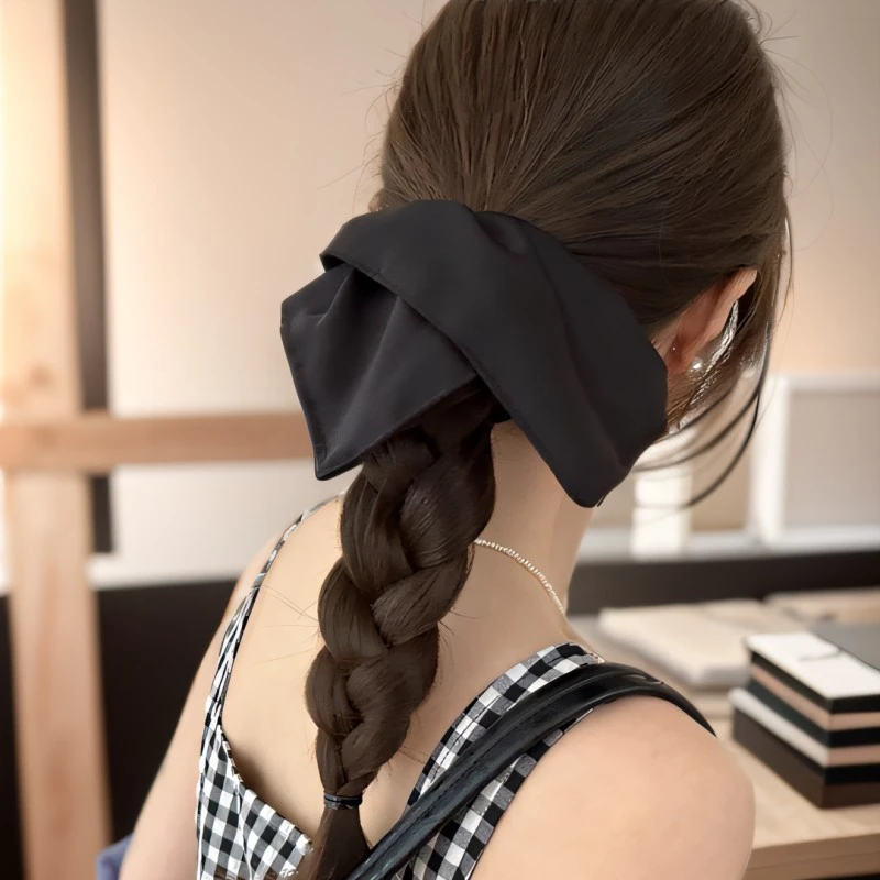 【趣优行发饰】黑白大肠发圈女风车发绳方形方巾头绳气质扎头皮筋