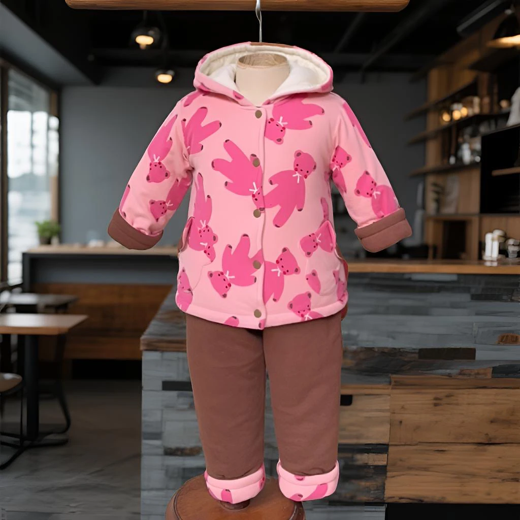 爱楷儿冬季新款一套过冬棉花衣分体背带两件套