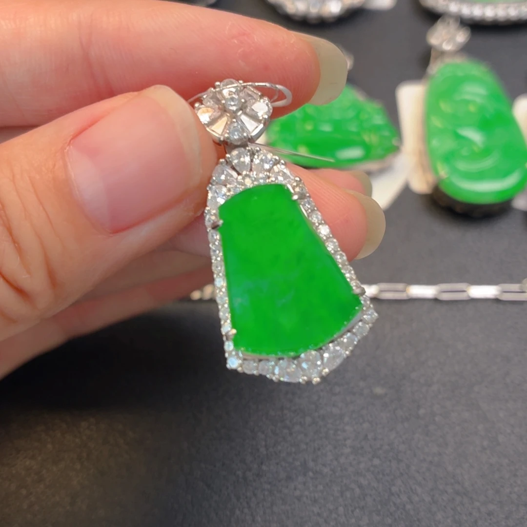 翡翠银S925镶嵌吊坠(不含链)