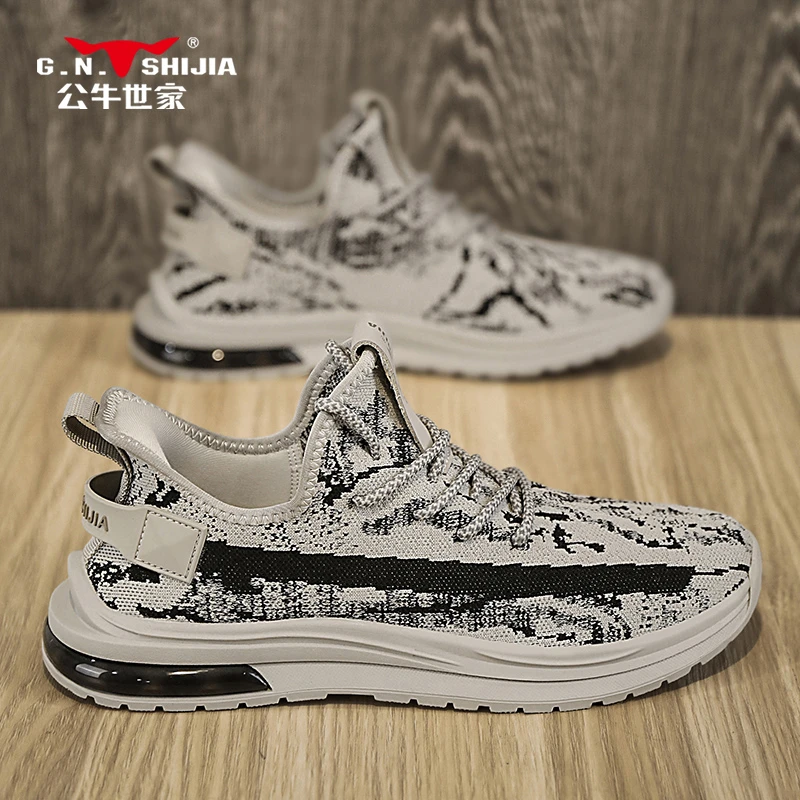 公牛世家2025男鞋透气薄款网面网鞋男运动休闲男款防滑轻便跑步鞋