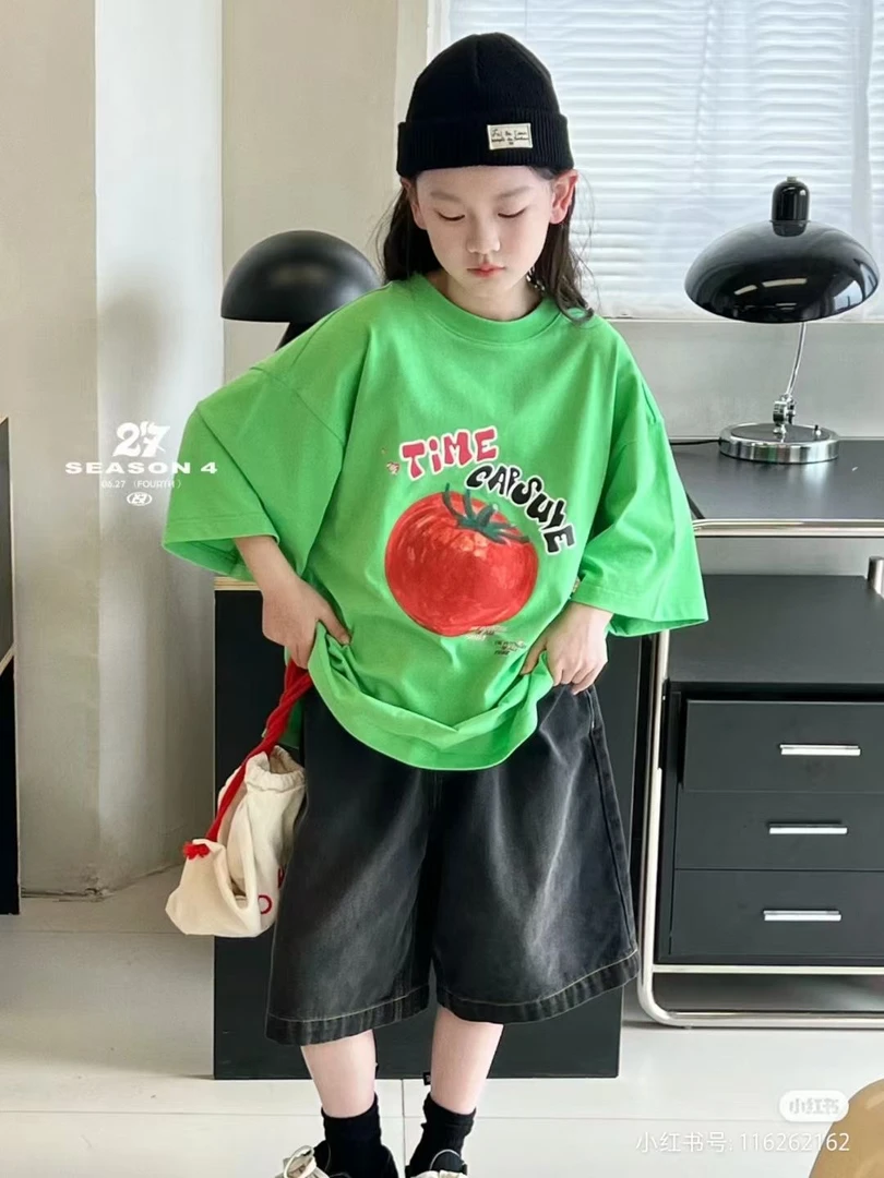 潮童印花T恤（直播间同款）洋气休闲夏季宽松韩版圆领百搭纯棉