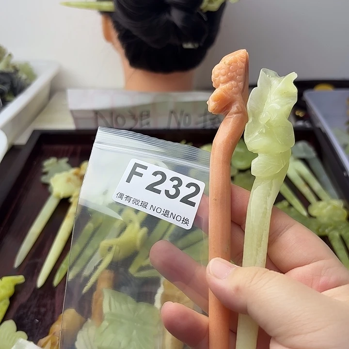 蛇纹石玉合金发饰昕