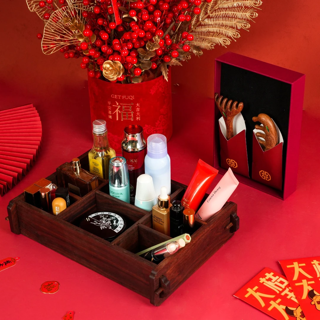 檀锦阁血檀榫卯收纳盒-竹报平安-nhj002