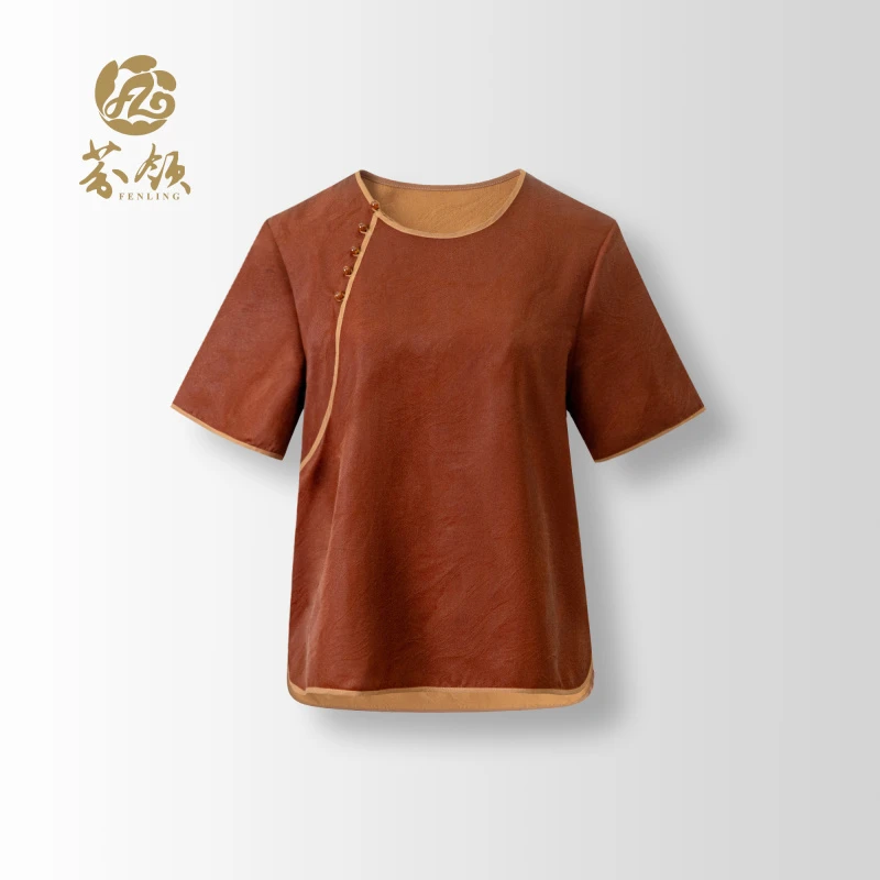 芬领-舒鸿-新中式桑蚕丝老料提花红云纱圆领高端女装30姆米套装SY