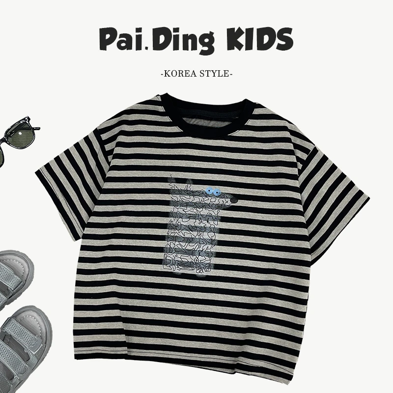 【小首尔】Q2现货-儿童韩版简约条纹短袖上衣夏季时尚百搭T恤SJ5629