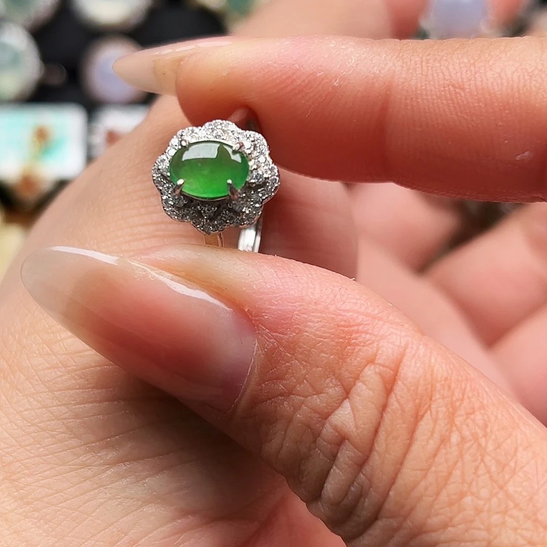 翡翠银S925镶嵌戒指