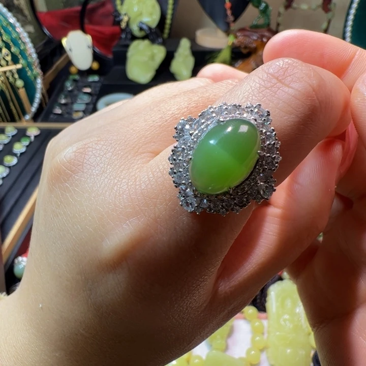 和田玉（碧玉）颈饰银S925镶嵌