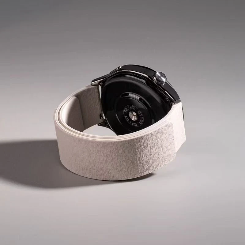 适用华为GT5荔枝纹磁吸表带GT3/GT4硅胶腕带GT2/watch3/4pro女款