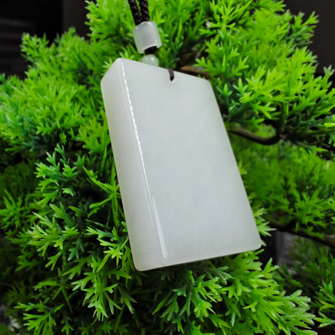 长安嘉玉新疆金丝玉石吊坠方牌男款平安无事牌玉坠挂件宝石玉器