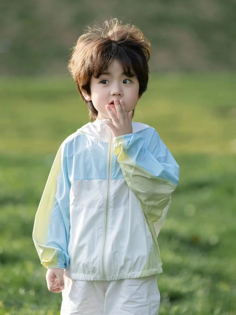 2025儿童男女防晒衣春夏装新品拼色轻薄皮肤衣户外防紫外线童装