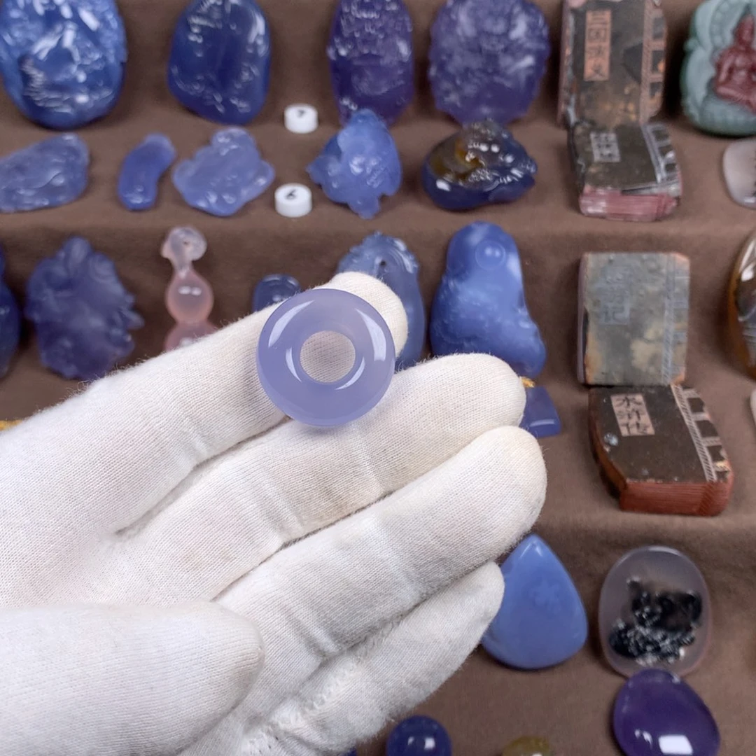 玛瑙吊坠未镶嵌万**寸蓝玛瑙甜甜圈