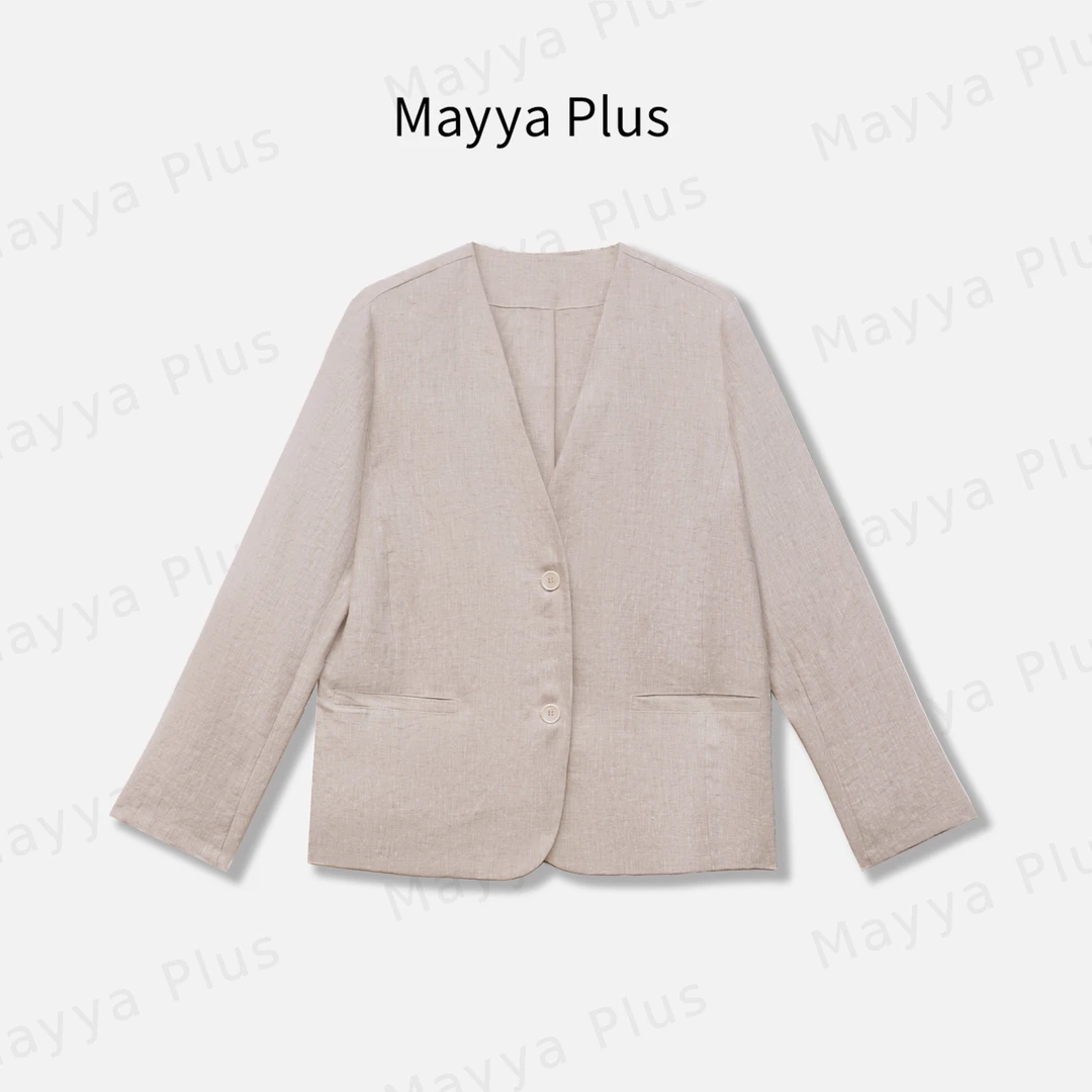 【亚麻西装】Mayya Plus麦芽定制气质百搭高级感西装女外套32536072
