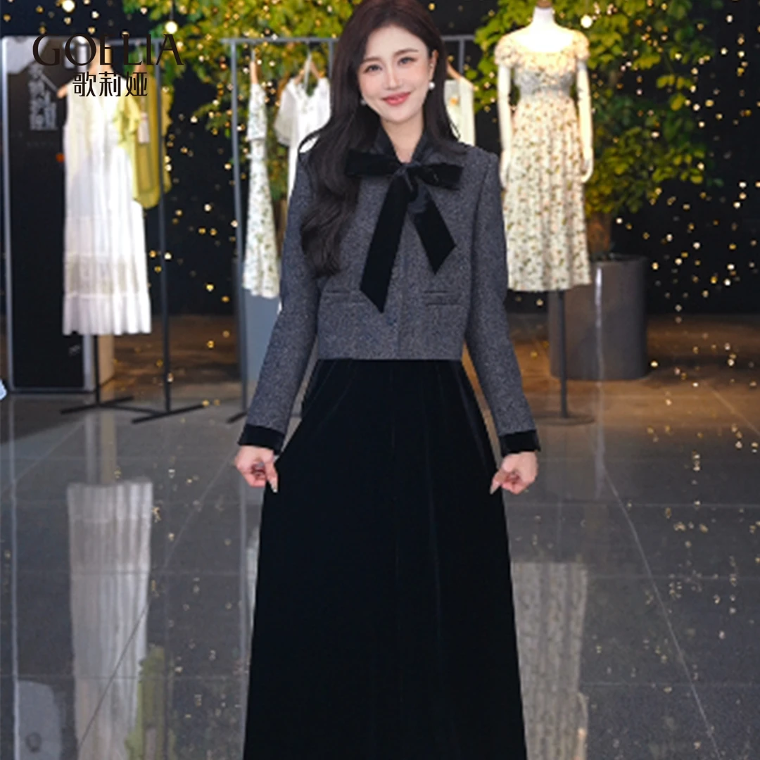 歌莉娅 冬季新品  水洗花纱绵羊毛套装1ECRAB270