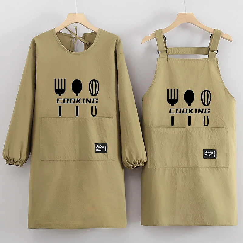 长袖围裙厨房专用防水防油做饭干活上班防污耐脏耐磨罩衣工作服女