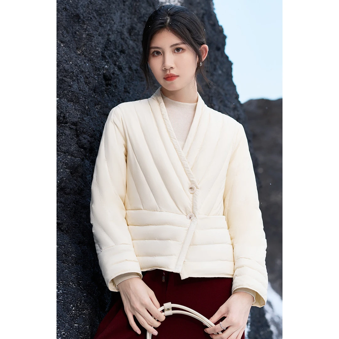 【小熊专属】冬季休闲百搭v领白色羽绒外套5Z24DY4022