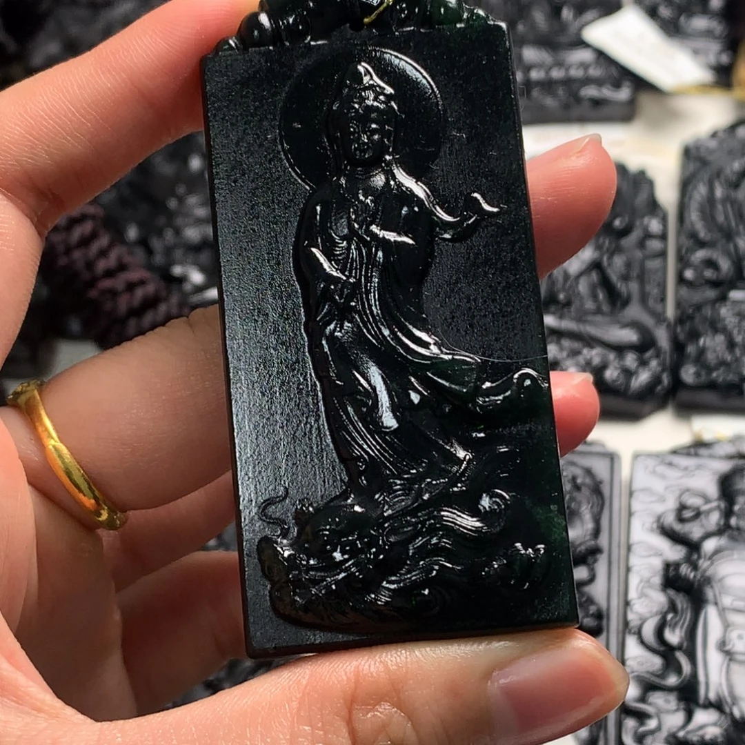 天然缅甸a货钢琴黑挂件