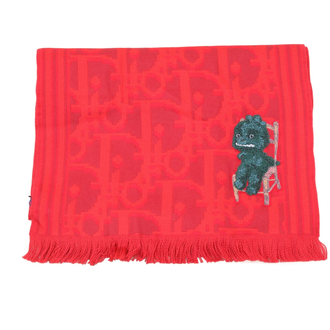 全新未使用 DIOR/迪奥 活动XF【小花念念】 红色 印花图案 围巾