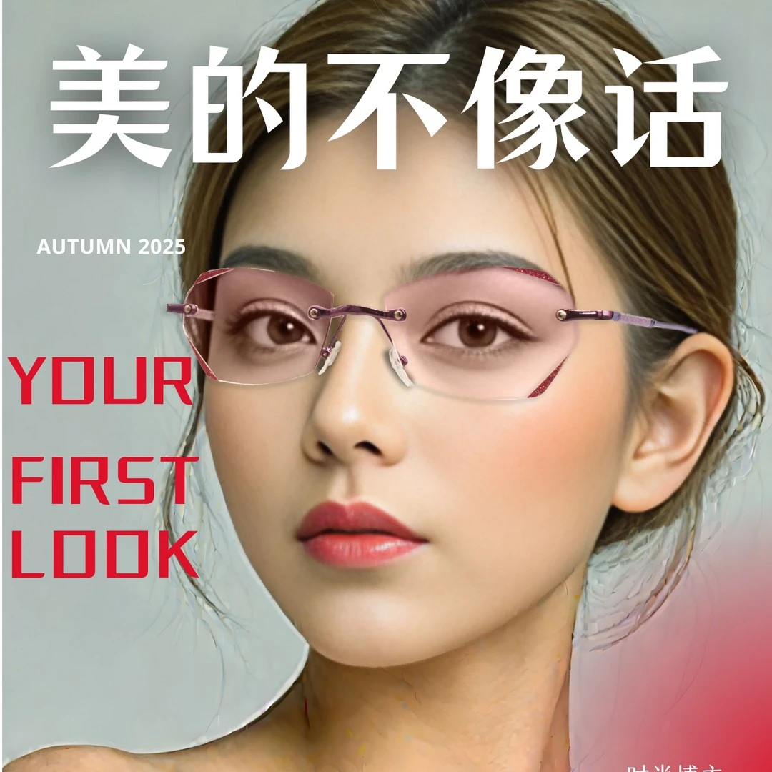 【厂家直发】专柜款无框切边星光细闪时尚高清护目防蓝光老花镜B2