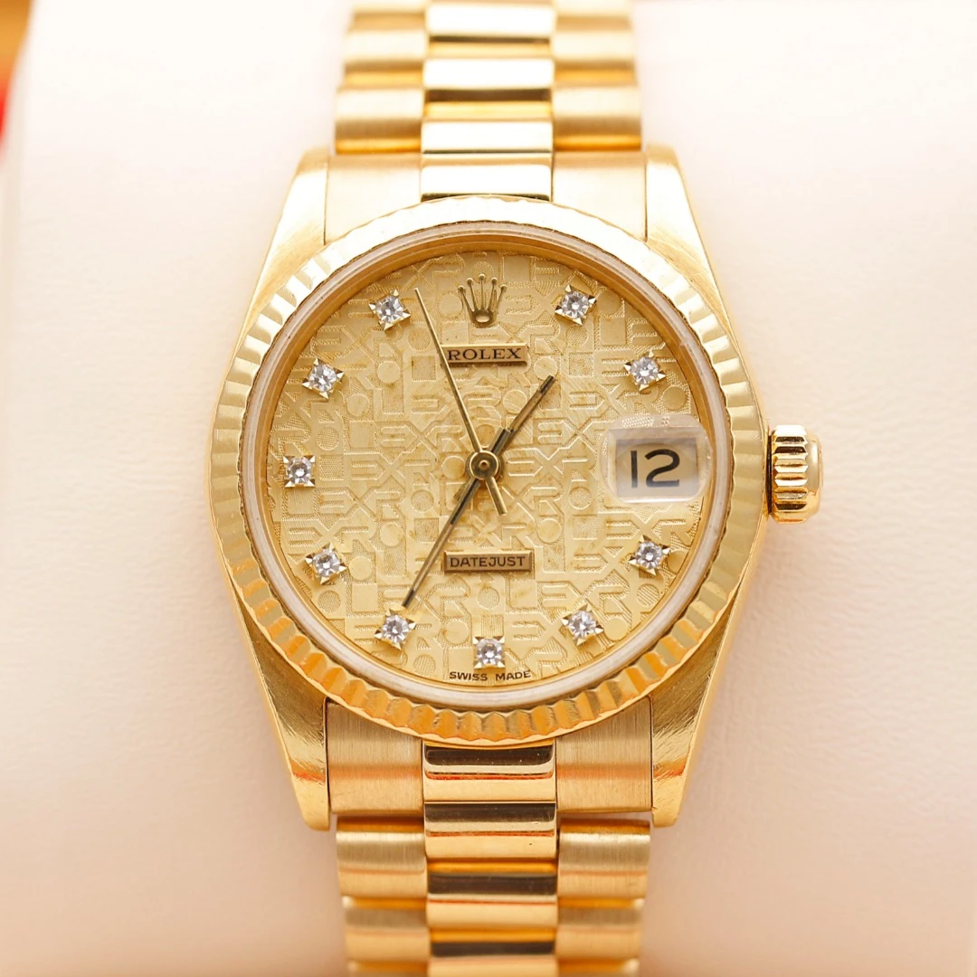 99新 Rolex/劳力士 日志68278/18K黄金小钻原钻31mm自动机械单表