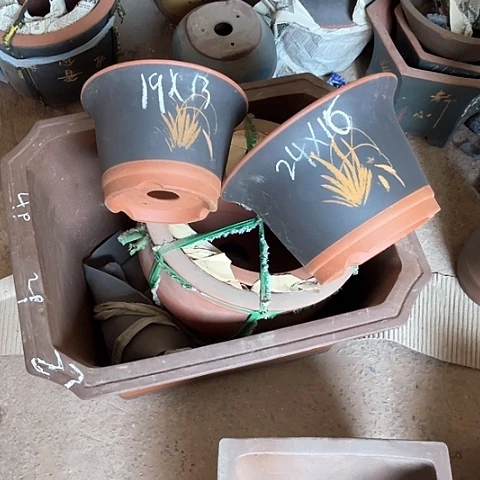 紫砂花盆斗盆两只