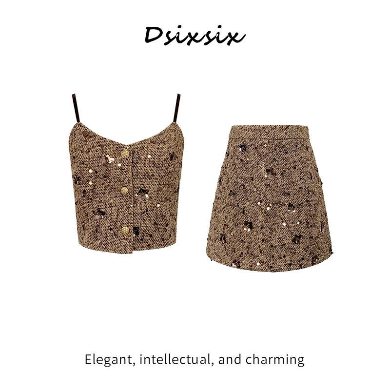 依漾Y【花影鎏金】原创显瘦轻奢气质显瘦套装短裙