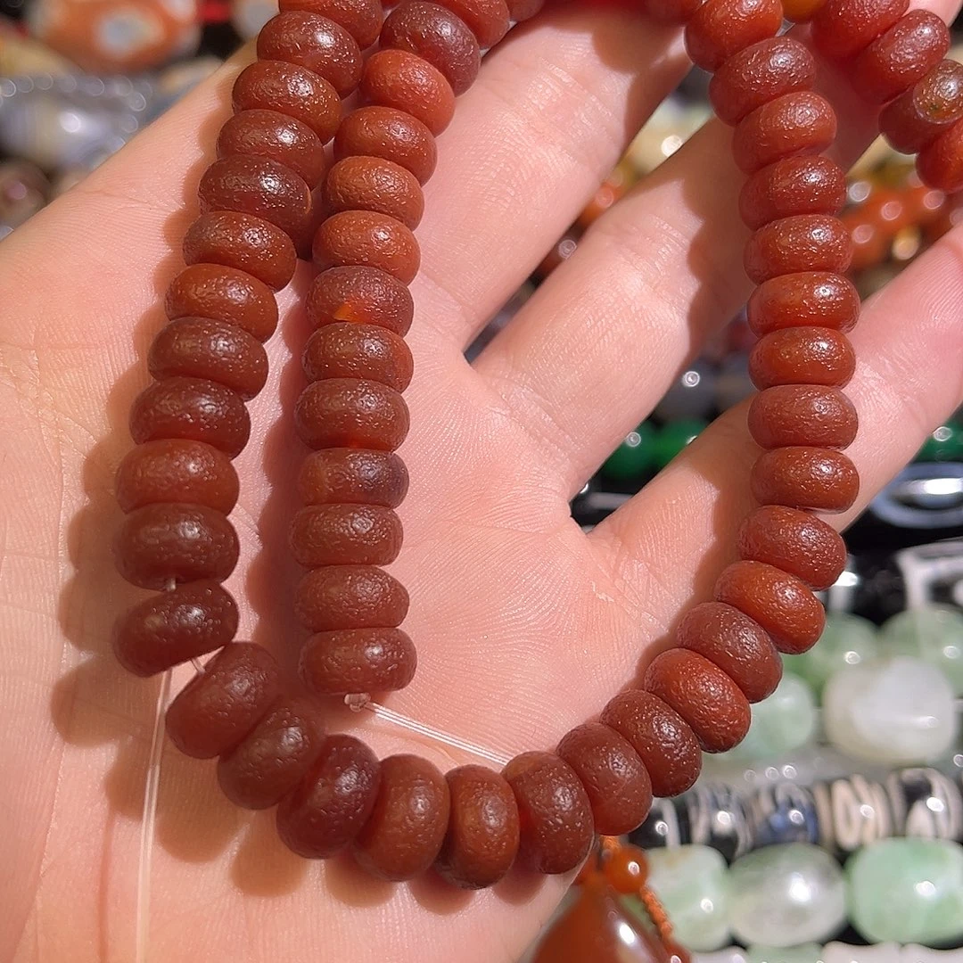 玛瑙/玉髓未镶嵌珠宝半成品橘皮红玛瑙算盘珠卡10mm