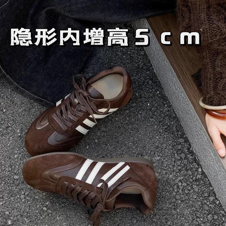 真皮德训鞋女爆款百搭阿甘鞋2025年秋季新款休闲运动鞋舒适软底鞋