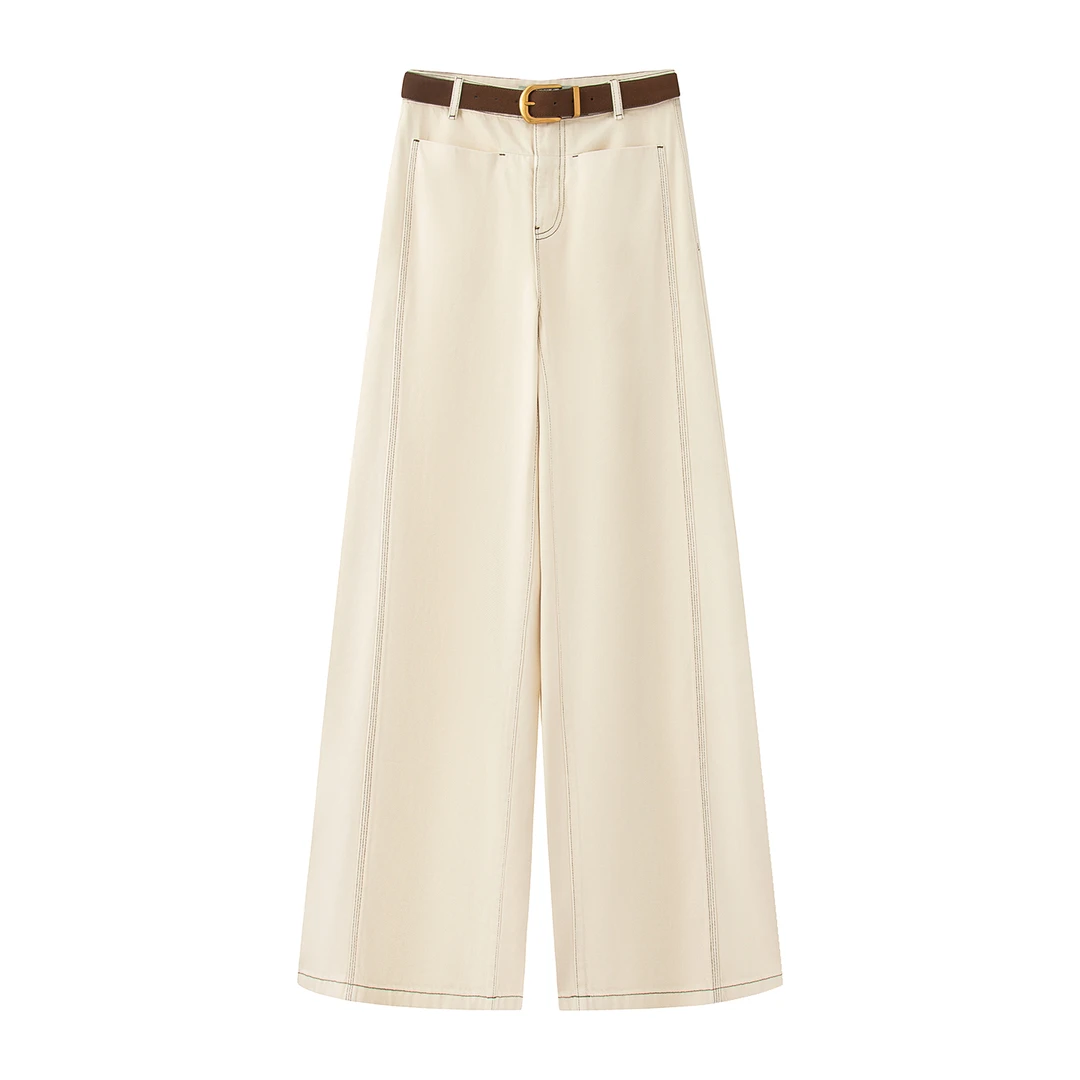 【牛仔裤】【商场同款】2025夏秋季新品高腰直筒阔腿牛仔裤女3031