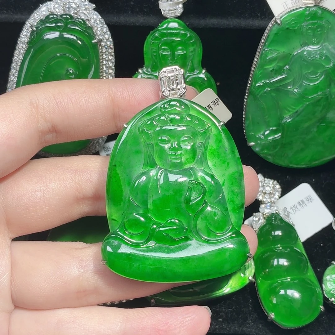 翡翠银S925镶嵌颈饰天然A货翡翠