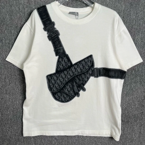 99新 DIOR/迪奥 Dior 马鞍包印花白色短袖/XL码/99新/12440