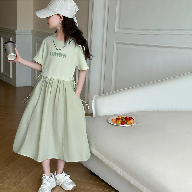 女童夏装2025新款洋气夏天大童公主连衣裙儿童女孩夏季纯棉裙子潮