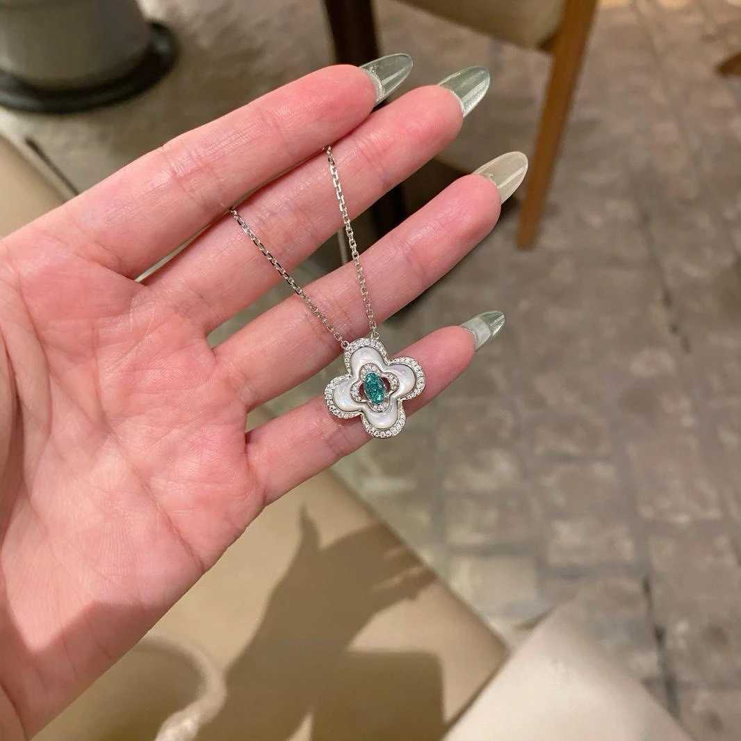 坠链均925银 纯银925四叶草项链45cm