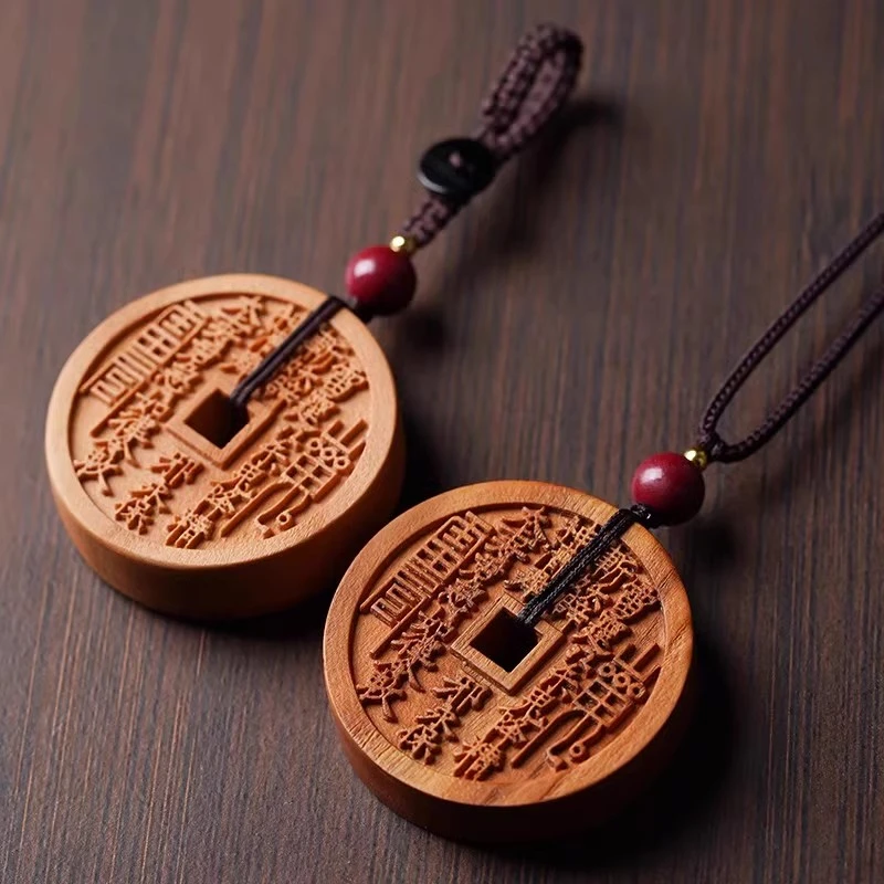 【先生推荐】山花钱臻品桃木平安扣桃木挂件驾车钥匙扣个人用品