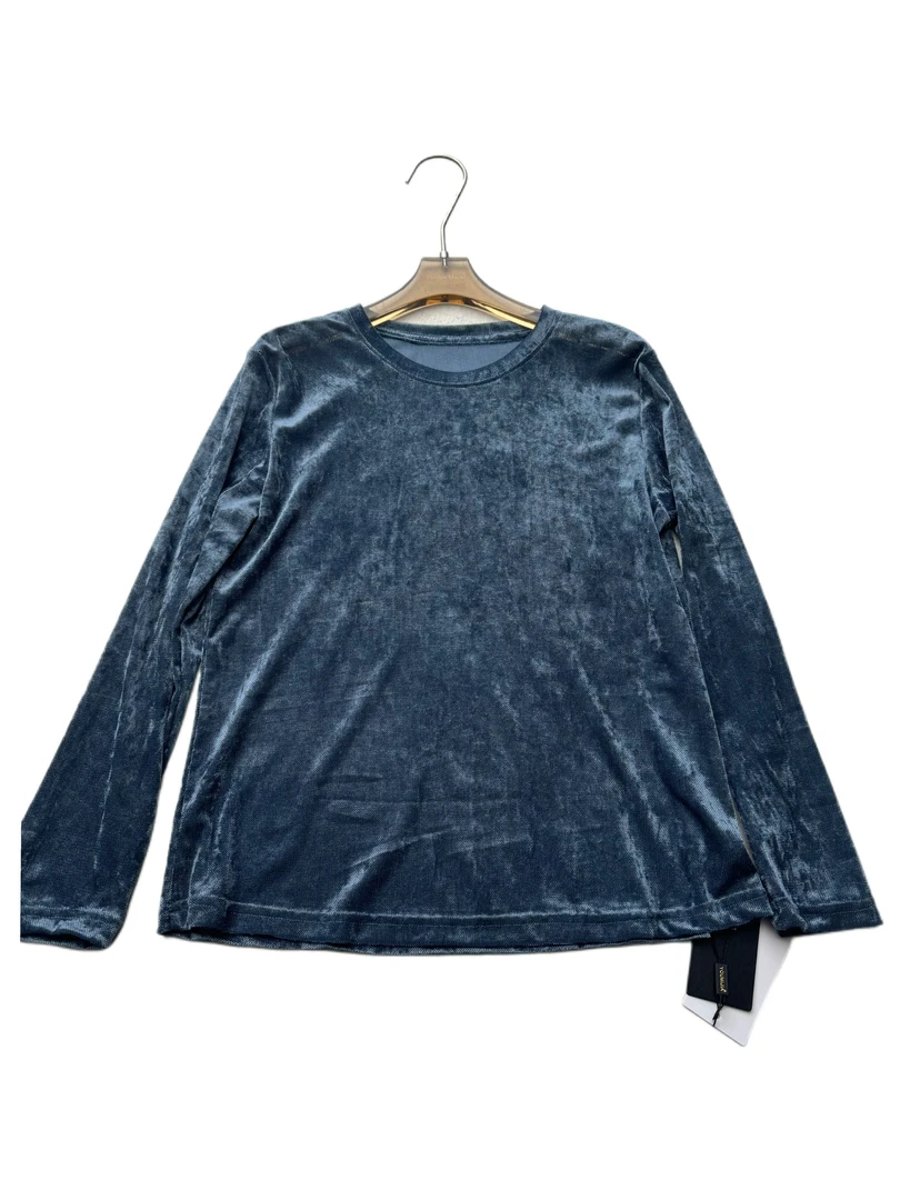 【冰花弹力丝绒】8787时尚百搭显瘦圆领丝绒微胖大码女装长袖T恤女