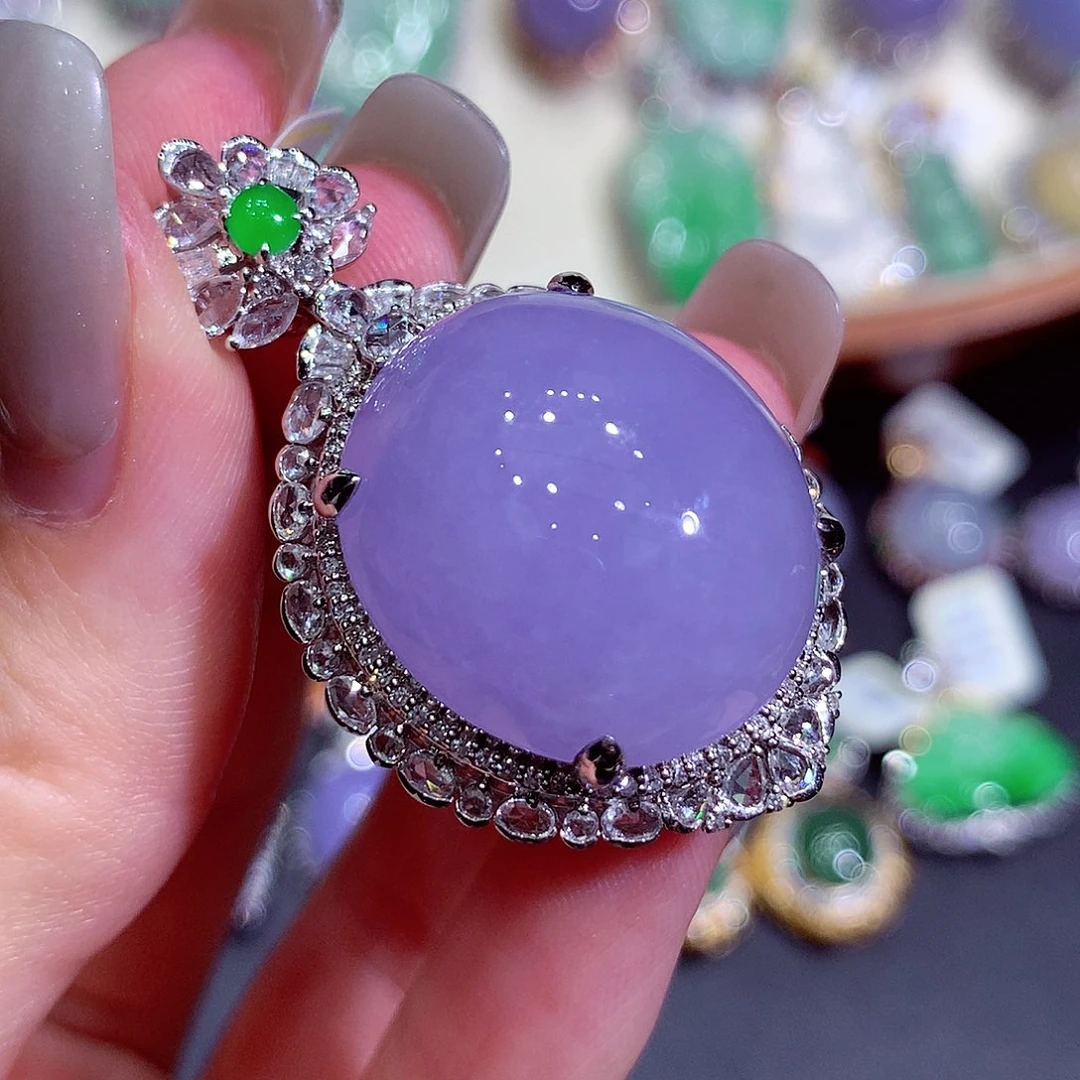 吊坠(不含链)18K金镶嵌翡翠