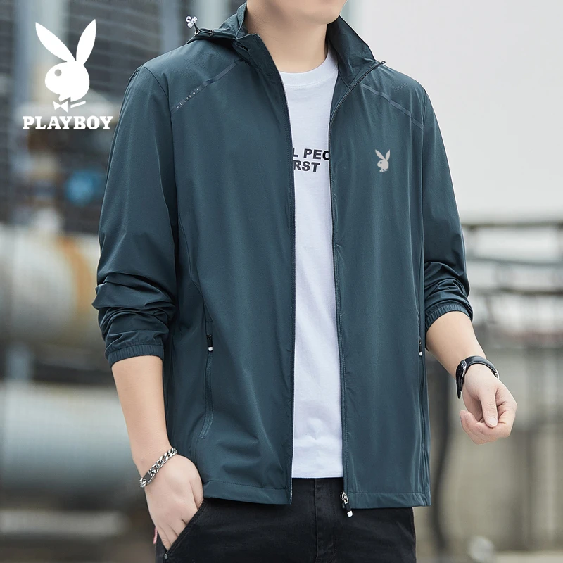 花花公子冰丝防晒衣男士夏季轻薄户外运动爬山防紫外线防晒服外套