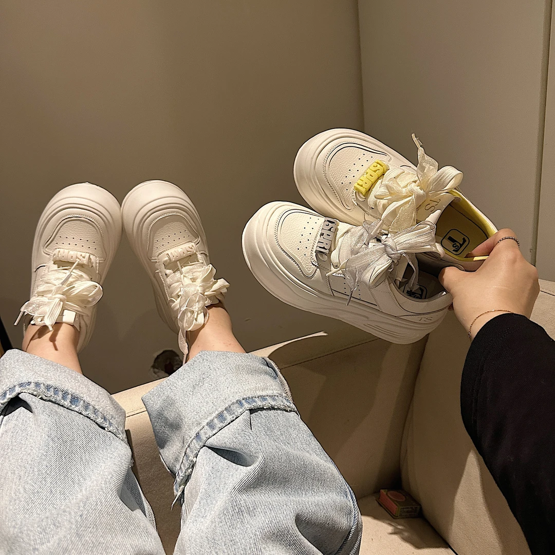 【小呆鸟专享】 TS休闲鞋百搭厚底松糕小白鞋运动休闲鞋MTX57556-Y