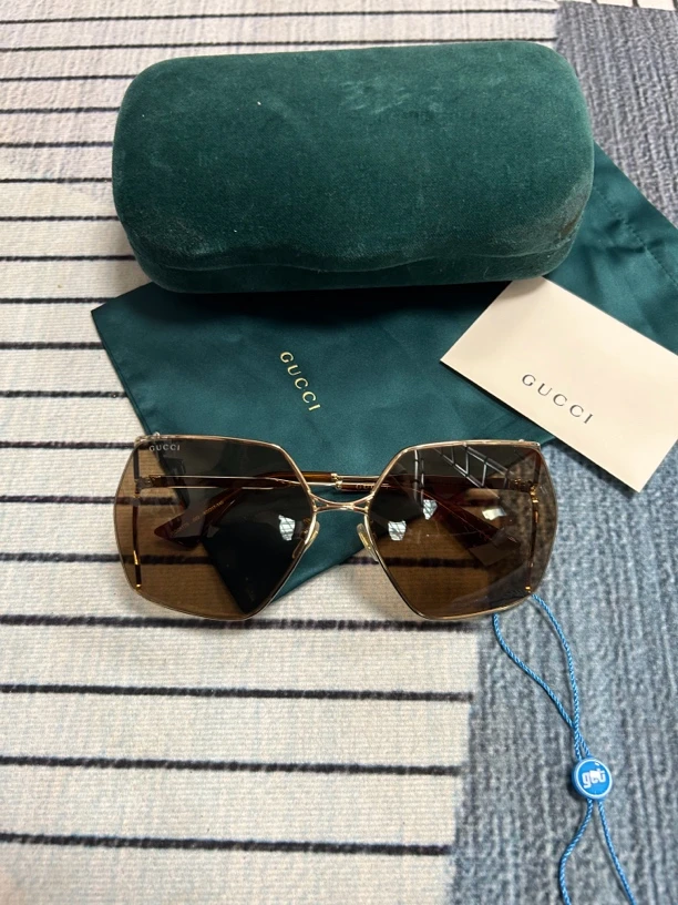 未使用 GUCCI/古驰 茶色多边形墨镜