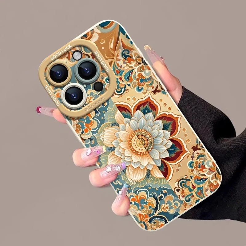 阴阳敦煌莲花适用苹果16promax手机壳iphone15pro国潮14p复古时尚