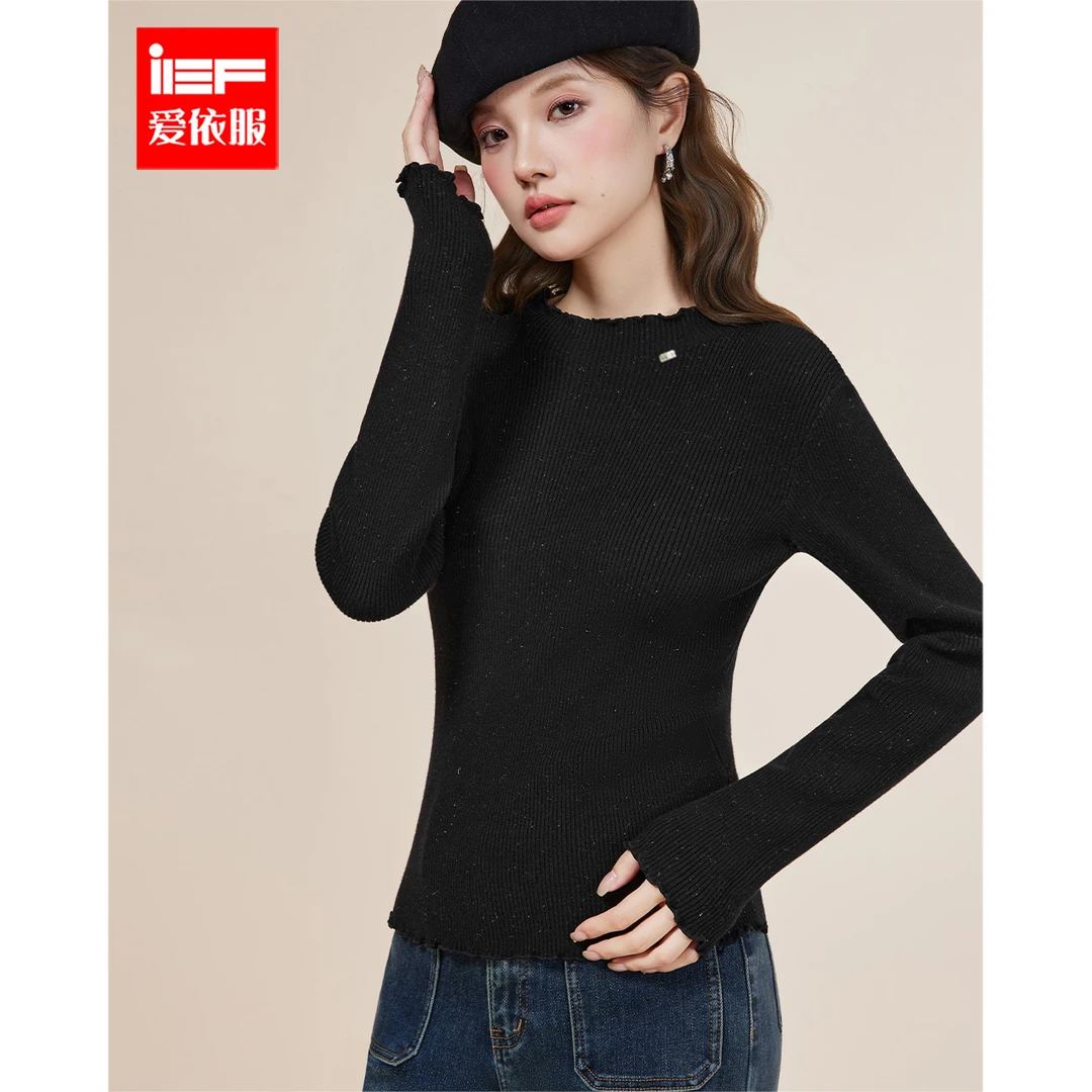 IEF/爱依服2025冬季新款韩版简约通勤气质纯色修身百搭毛织打底衣