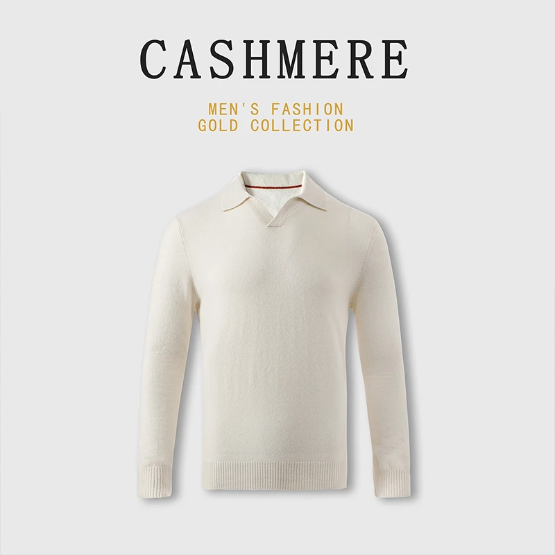 【不议价】100%山羊绒保暖LP同款针织修身海鸥领秋冬男士羊绒套衫