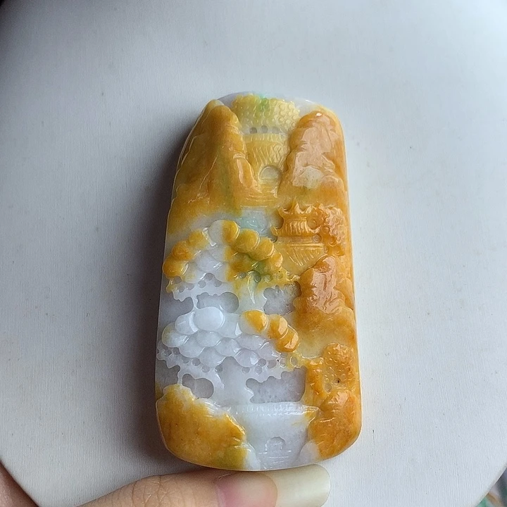 翡翠挂件未镶嵌翡翠山水