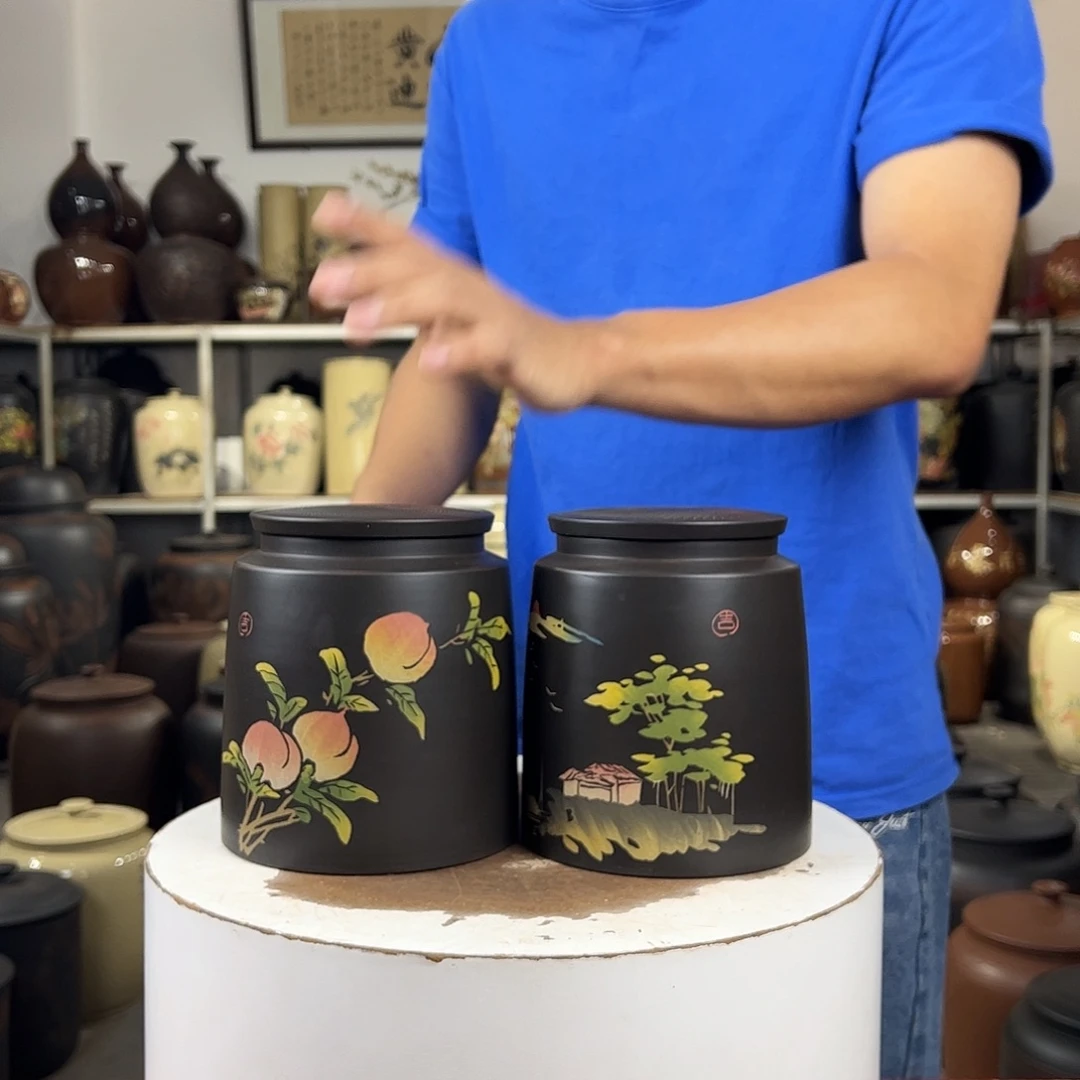 一对纯手工制作醒茶罐309克